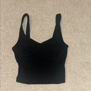 Aerie Black Crop Fitted Tank Top like new!!